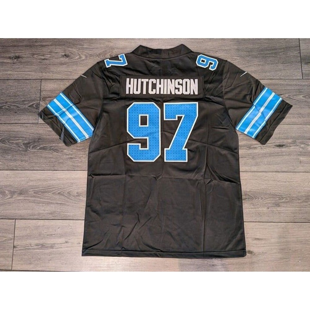 Aidan Hutchinson #97 Detroit Lions Black 🏈 Football Jersey Mens Size Large